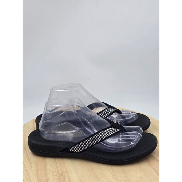 VIONIC WOMENS IN340 ISLARS COMFORTABLE DURABLE BLACK  FLIP FLOP SANDAL SZ 8.5 - Picture 1 of 8